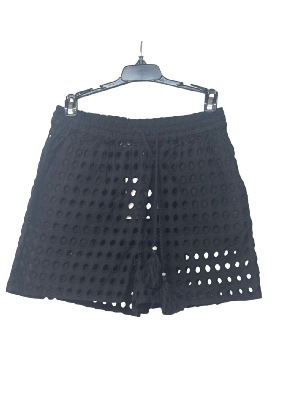 Dotti Women's Cotton Openwork Dot Drawstring-Waist Cover-up Shorts, Black - Picture 5 of 12